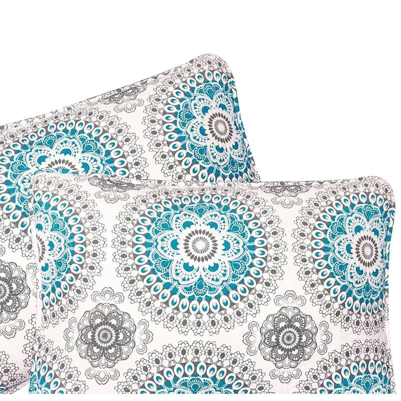 DriftAway Bella Decoration Euro Shams Pair - aqua/gray - 26" width x 26" length