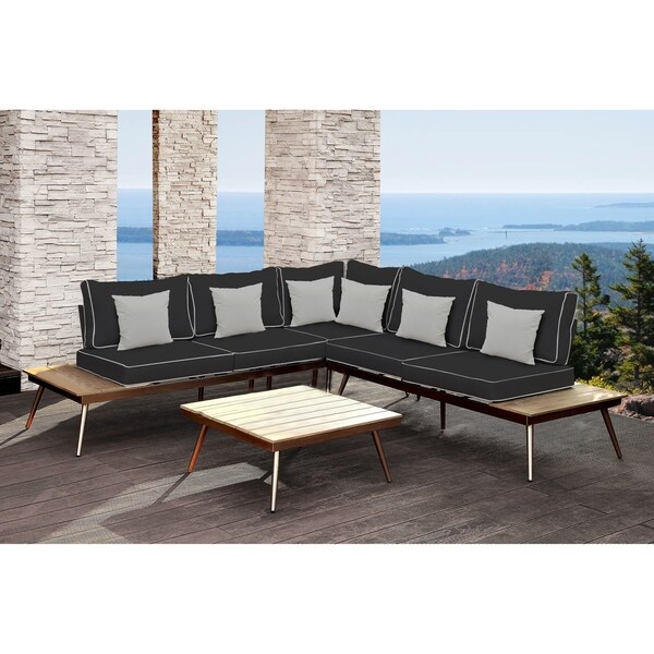 SOLIS Artem 2piece Sectional Patio Set Black, Grey Toss Pillows
