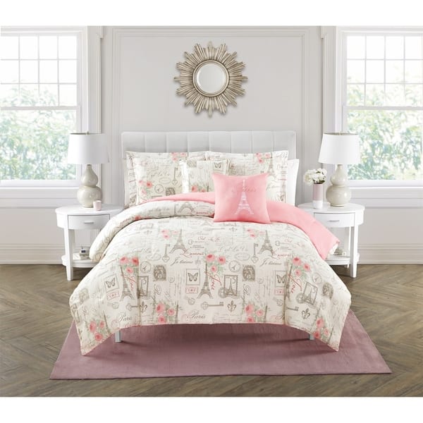 pink paris comforter set
