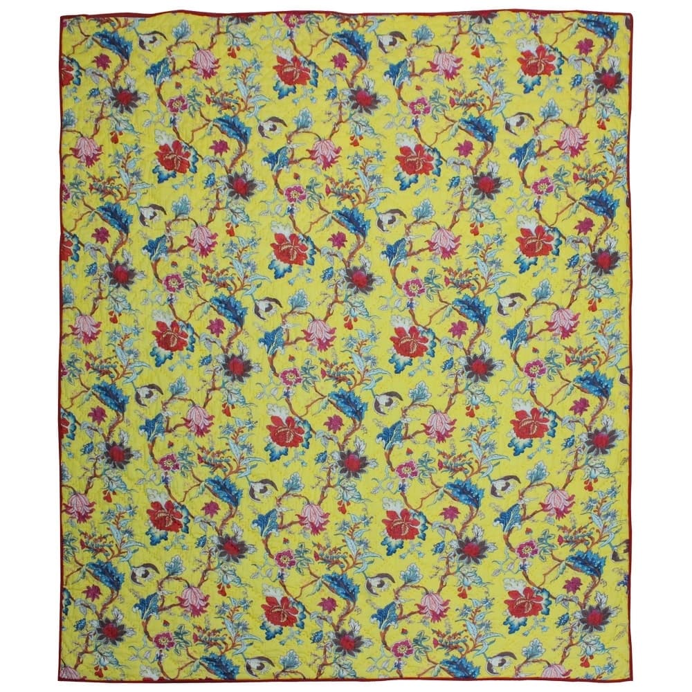 Yellow French Swathe Twin Quilt 65"W x 85"L