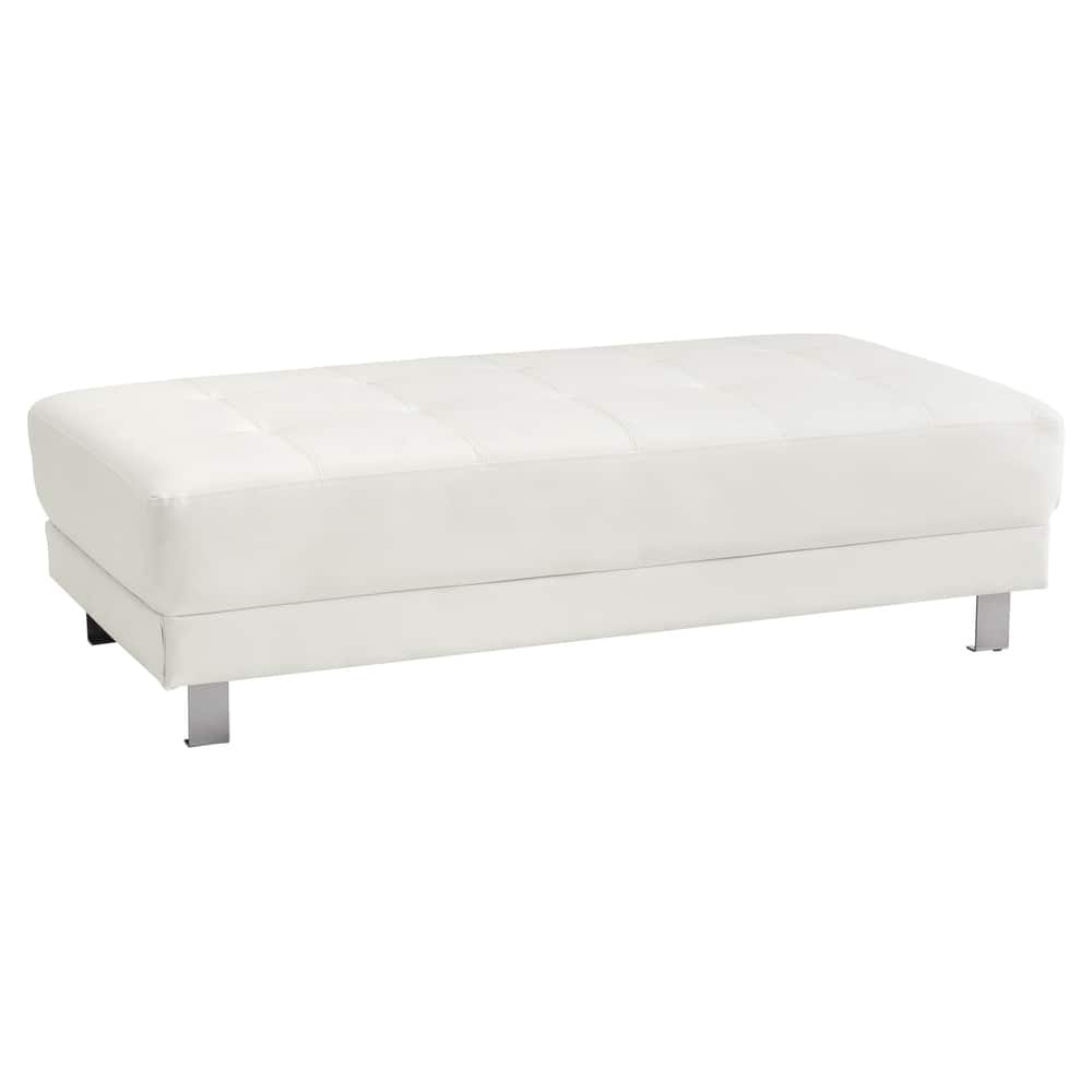 Faux Leather Tufted Ottoman