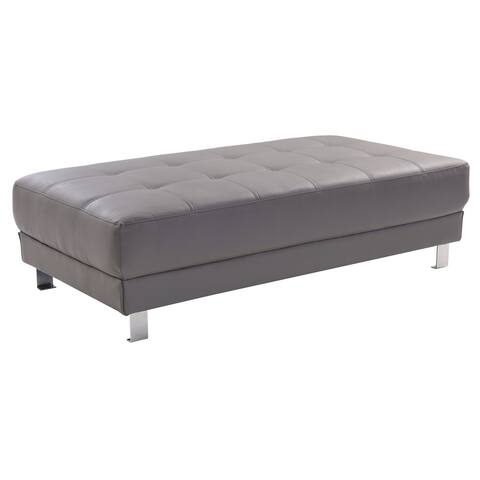 Faux Leather Tufted Ottoman
