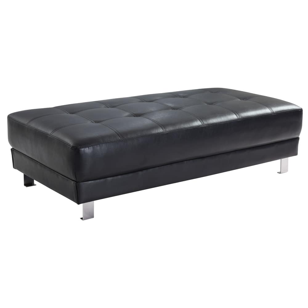 Faux Leather Tufted Ottoman