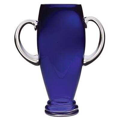 Majestic Gifts European Cobalt Glass Footed Trophy Vase- Made in Europe