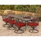 Hanover Traditions 9-Piece Dining Set in Red with 8 Swivel Rockers and a 84" x 42" Cast-top Dining Table - Thumbnail 0