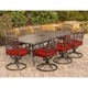 Hanover Traditions 9-Piece Dining Set in Red with 8 Swivel Rockers and a 84" x 42" Cast-top Dining Table - Thumbnail 1
