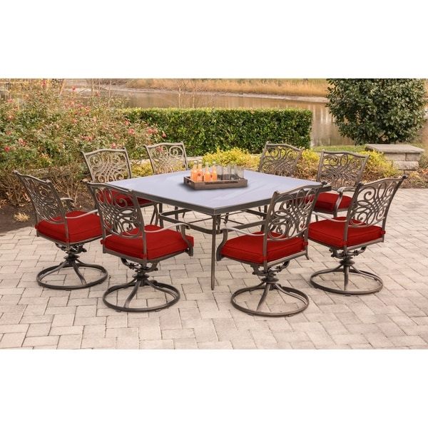 9 piece square discount outdoor dining set