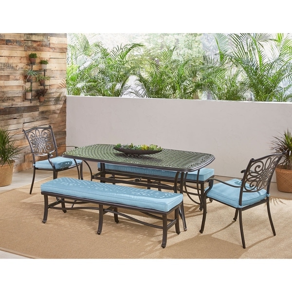 outdoor dining table with two benches