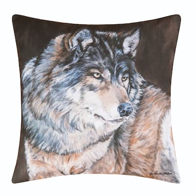 Wolf Printed 18 Inch Accent Decorative Accent Throw Pillow