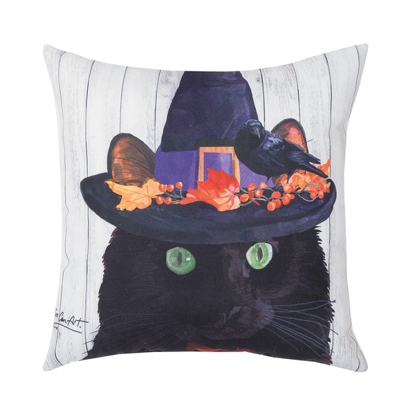 Halloween Kitty Throw Pillow 18x18