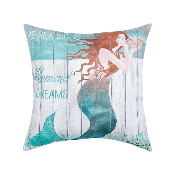 Mermaid Dreams Printed 18 Inch Accent Pillow