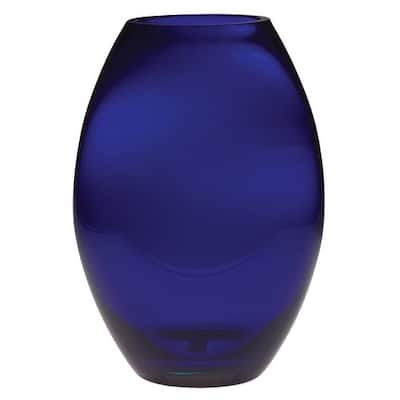 Majestic Gifts Glass - Handmade Barrel Vase - Cobalt Blue - Made in Europe