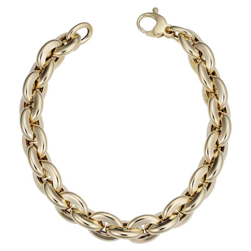 Fremada Italian 14k Yellow Gold Bold Oval Rolo Link Bracelet (10.3 millimeters wide x 8 inches long)