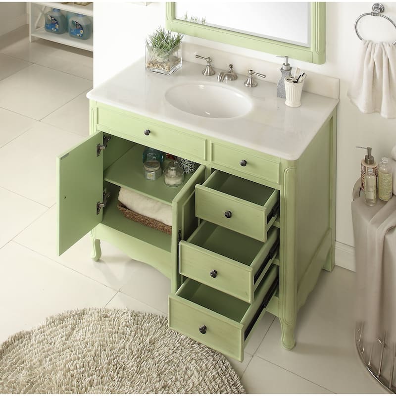 38" Benton Collection Fayetteville Distressed Green Bath Vanity