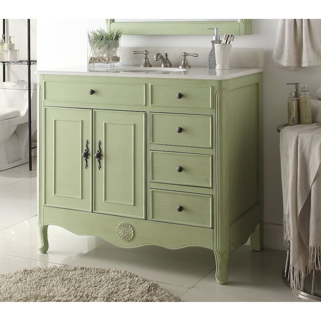 38" Benton Collection Fayetteville Distressed Green Bath Vanity
