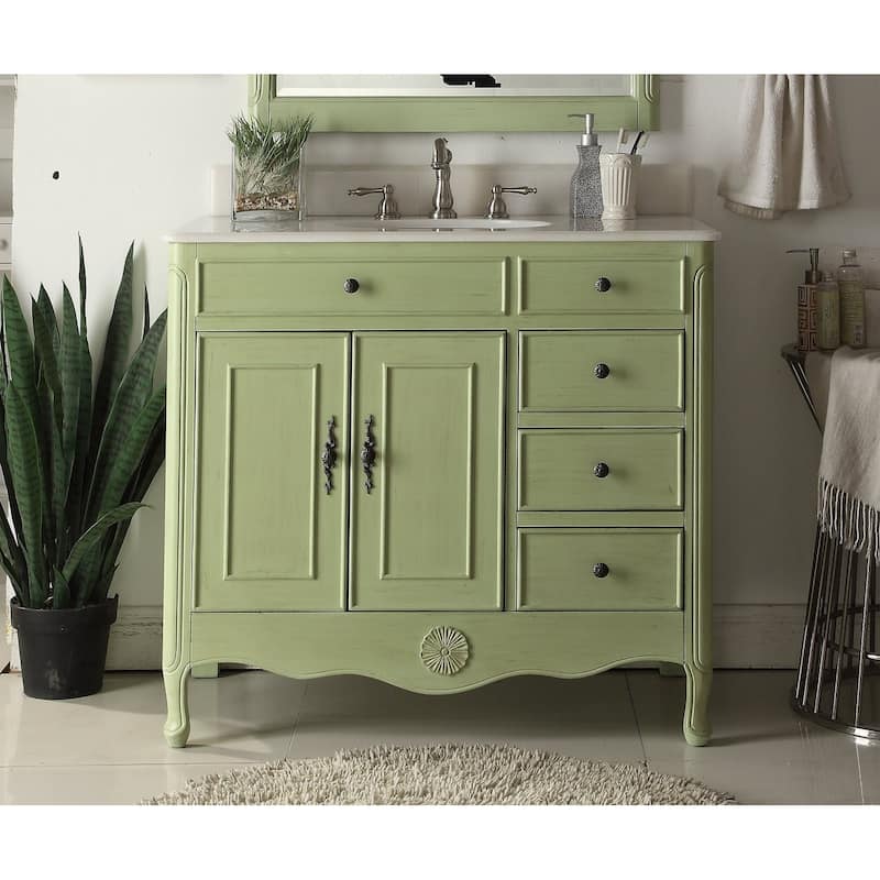 38" Benton Collection Fayetteville Distressed Green Bath Vanity