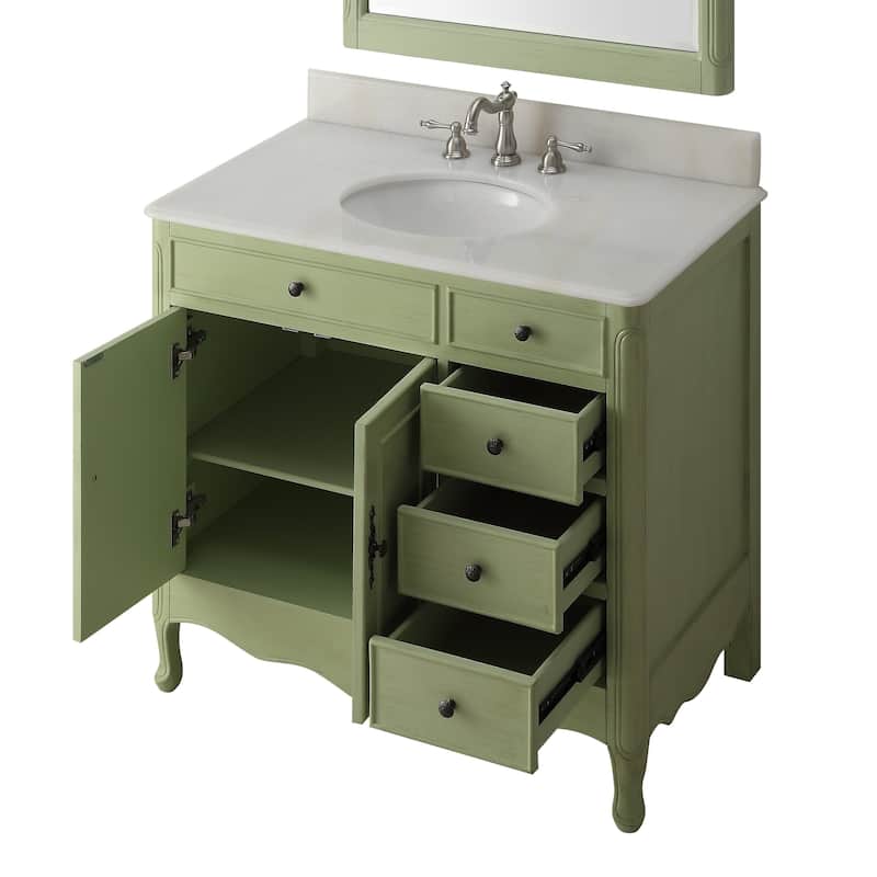 38" Benton Collection Fayetteville Distressed Green Bath Vanity