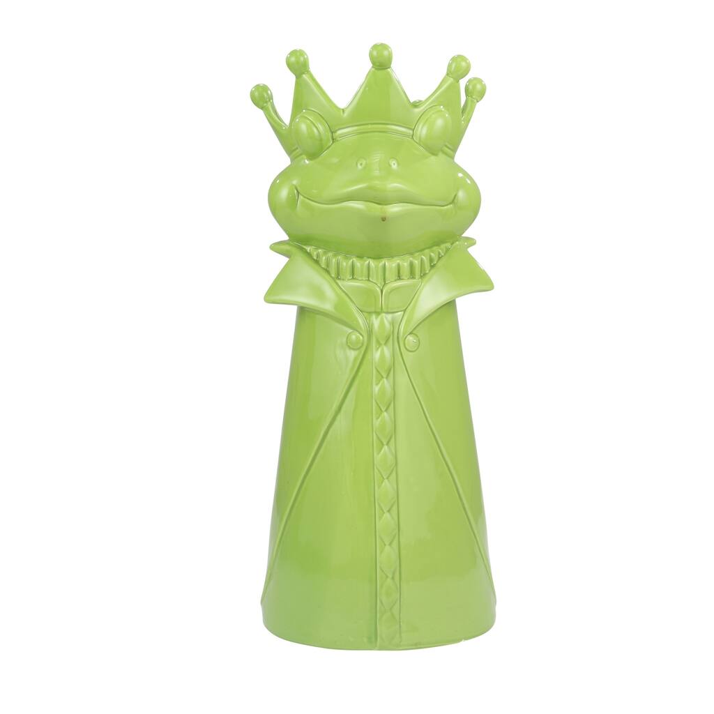 Sagebrook Home Ceramic Frog Umbrella Stand, Green