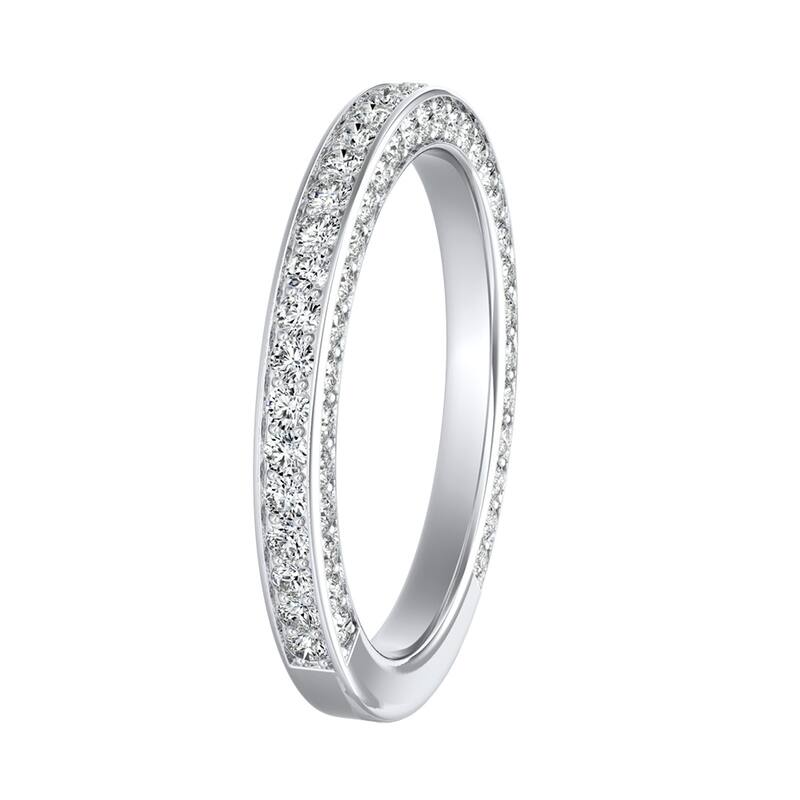 Auriya 18k Gold 1ctw Double Edge Diamond Wedding Band