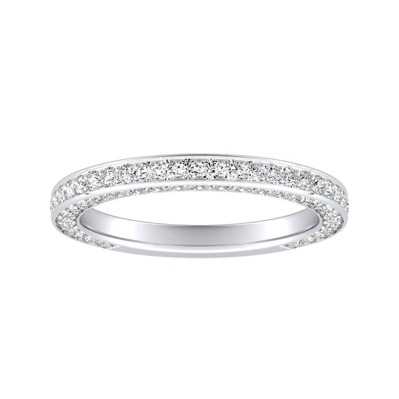 Auriya 14k Gold 1ctw Double Edge Diamond Wedding Band - 5 - White