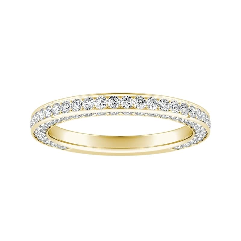 Auriya 14k Gold 1ctw Double Edge Diamond Wedding Band - 4.5 - Yellow
