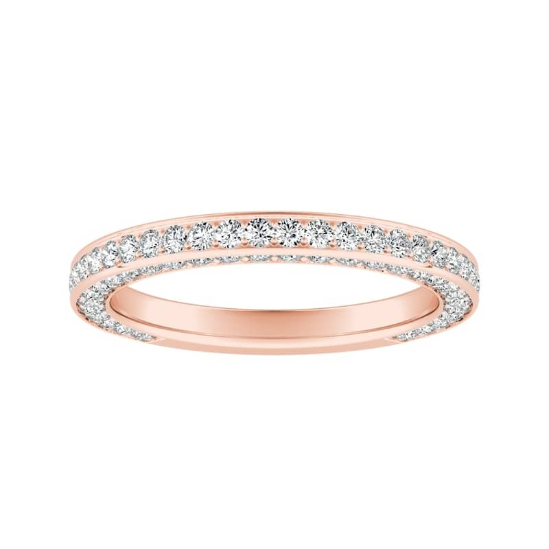 Auriya 14k Gold 1ctw Double Edge Diamond Wedding Band - 5 - Rose