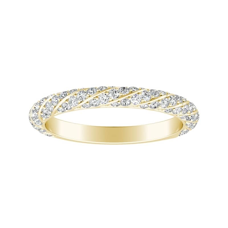 Auriya 18k Gold 1/2ctw Vintage Diamond Wedding Band - 7 - Yellow