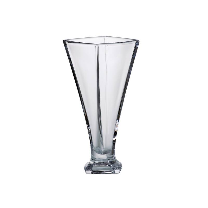 Majestic Gifts European Glass -Crystalline - Footed Vase with a Twist - 13.15"height x 5.9"length x 5.9"width