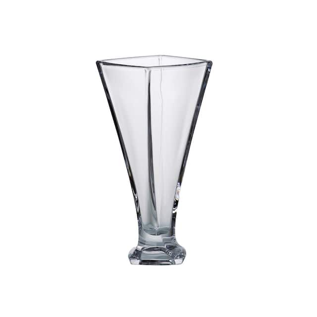 Majestic Gifts European Glass -Crystalline - Footed Vase with a Twist