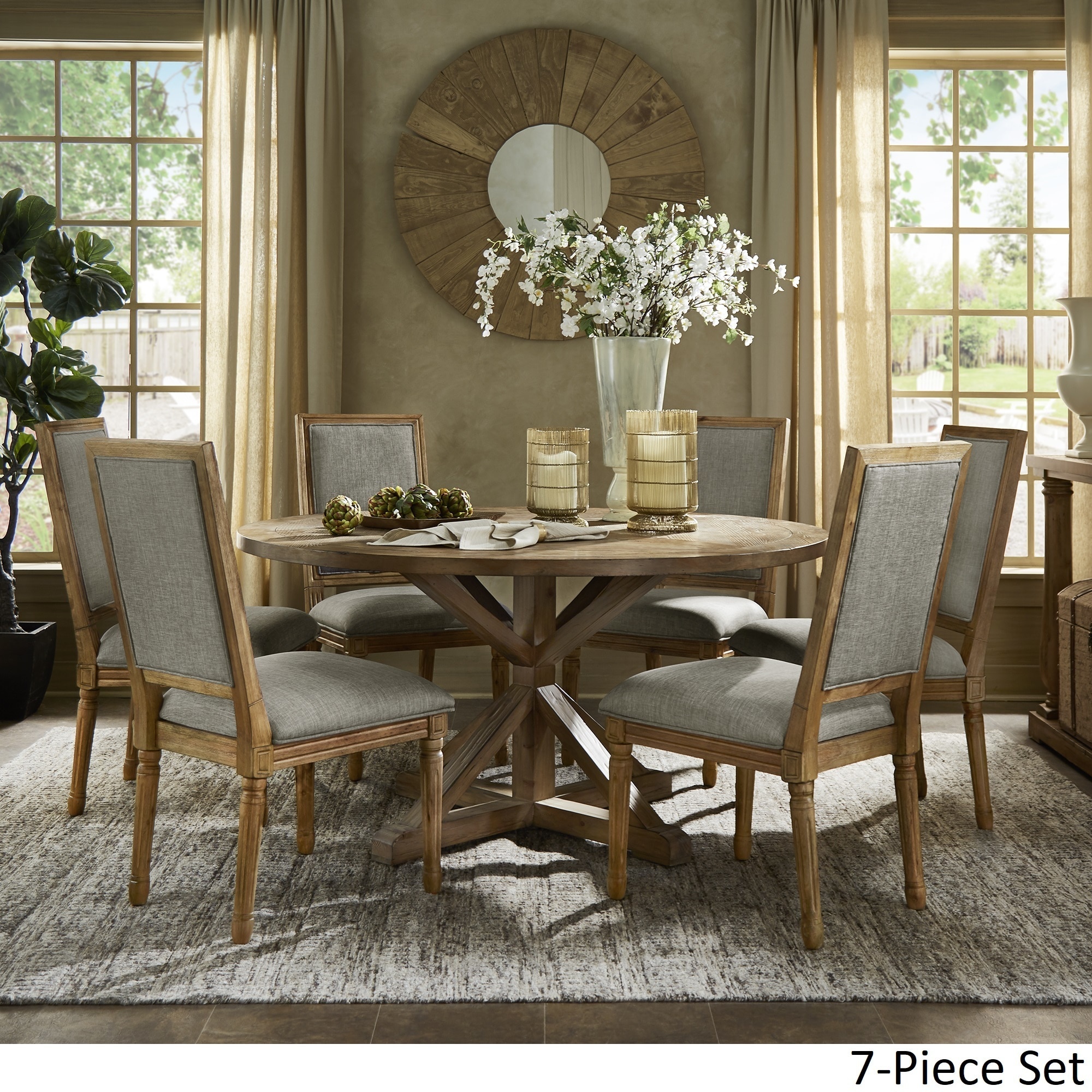 round beige dining table set