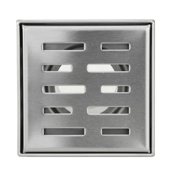 Jones Stephens | Plumbest Brushed Nickel Square Shower Drain Cover, 4 1/4 inch - Floor & Decor