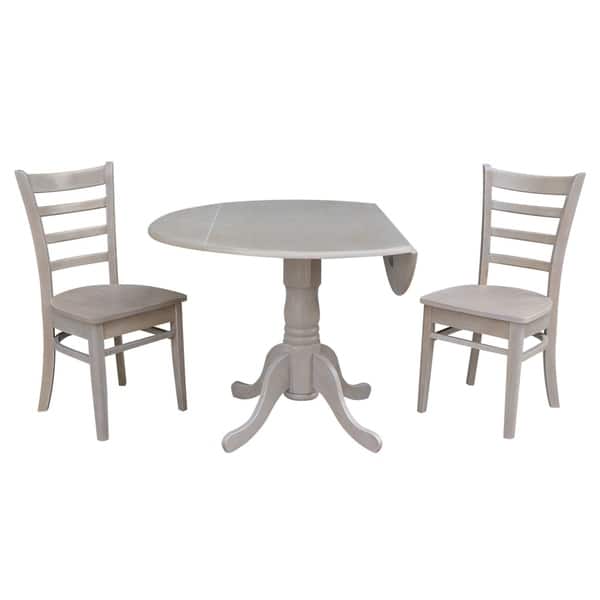 42 Inch Dual Drop Leaf Dining Table With Two Emily Side 42 Inch Dual Drop Leaf Dining Table