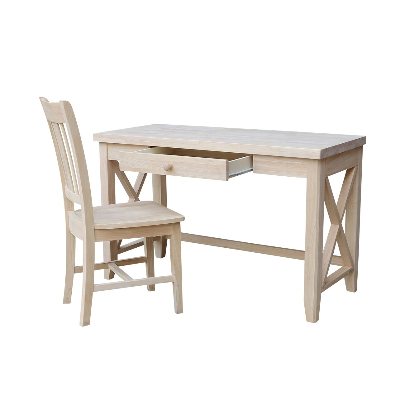 Hampton Solid Wood Desk and Chair Set Unfinished