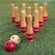 preview thumbnail 6 of 4, Coca Cola Lawn Bowling Game/Skittle Ball–10 Wooden Pins, 2 Balls, and Mesh Bag Set (8 Inch) - Red/White - Red