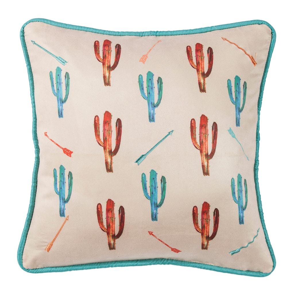 Paseo Road by Hiend Accents Serape Cactus Throw Pillow with Embroidery Details, 18" x 18", 1PC