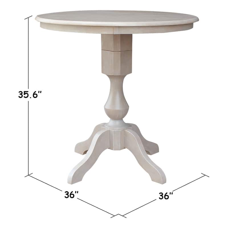 36" x 36" Solid Wood Round Pedestal Table in Washed Gray Taupe - washed gray taupe