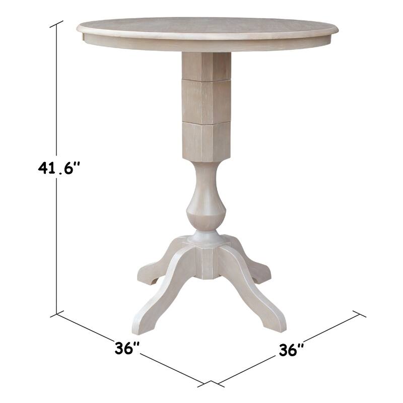 36" x 36" Solid Wood Round Pedestal Table in Washed Gray Taupe - washed gray taupe