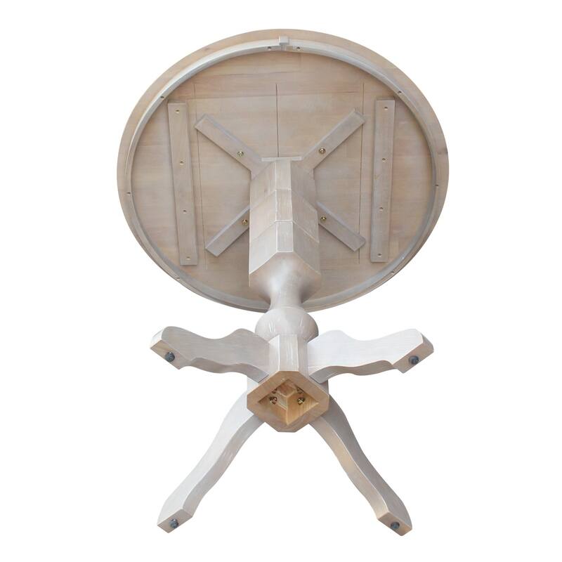 36" x 36" Solid Wood Round Pedestal Table in Washed Gray Taupe - washed gray taupe