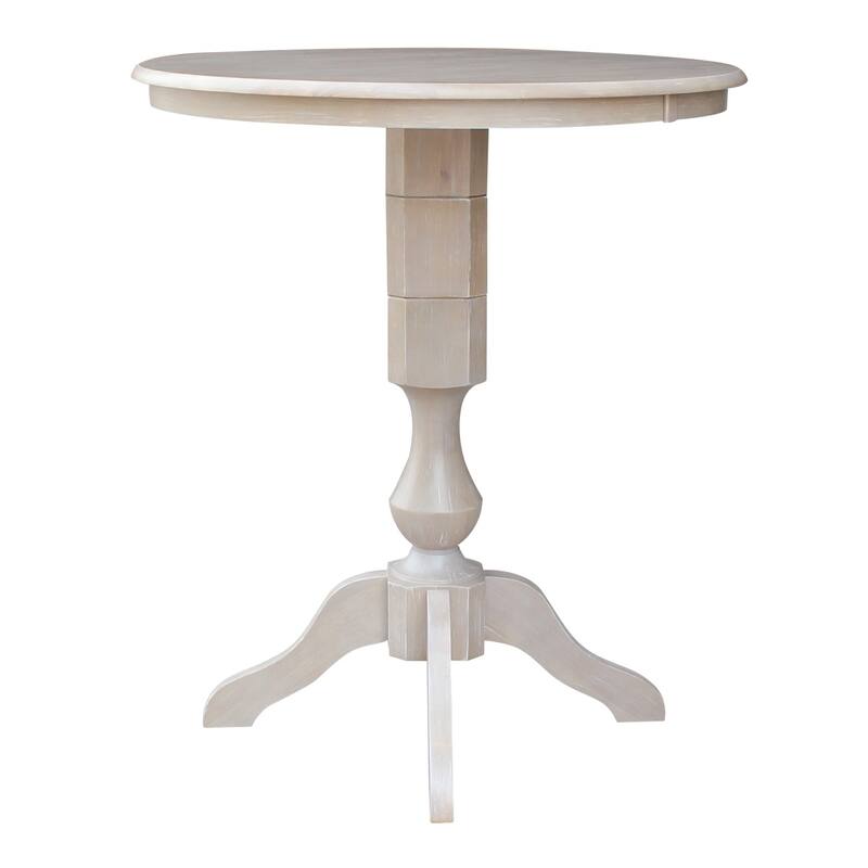 36" x 36" Solid Wood Round Pedestal Table in Washed Gray Taupe - washed gray taupe
