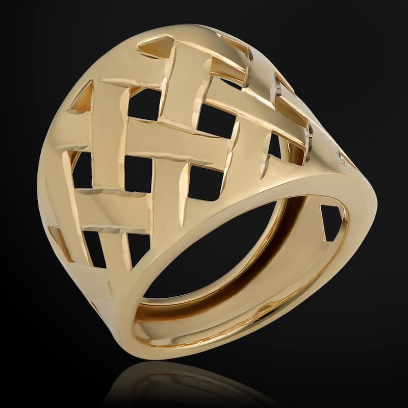 Fremada Italian 14k Yellow Gold 19 millimeters Wide Lattice Ring