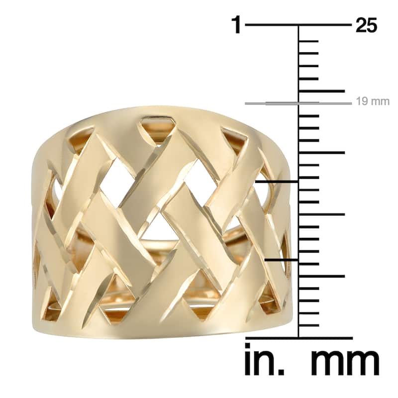 Fremada Italian 14k Yellow Gold 19 millimeters Wide Lattice Ring