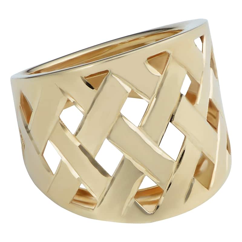 Fremada Italian 14k Yellow Gold 19 millimeters Wide Lattice Ring