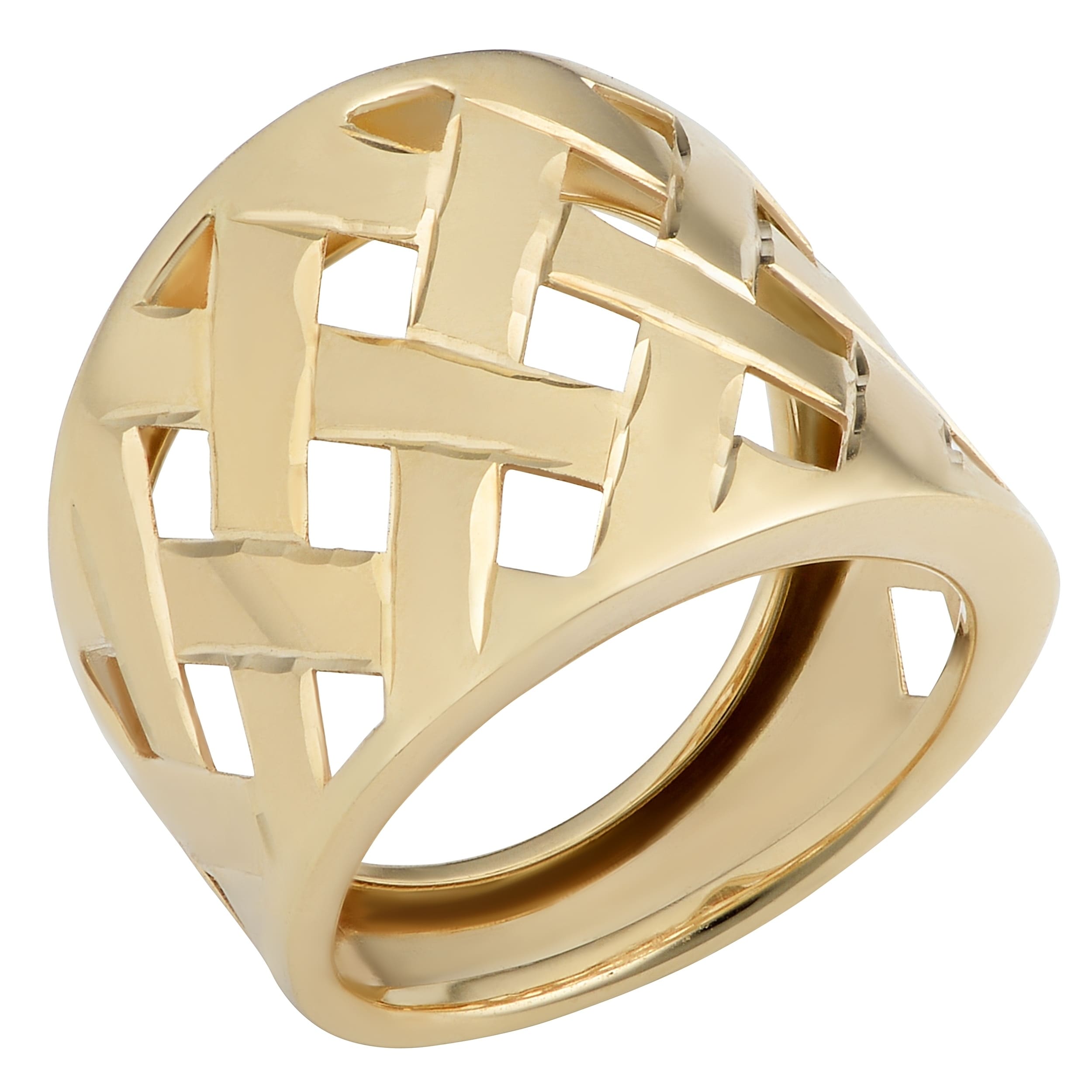 Au Naturale Italian 14k Yellow Gold 19 millimeters Wide Lattice Ring