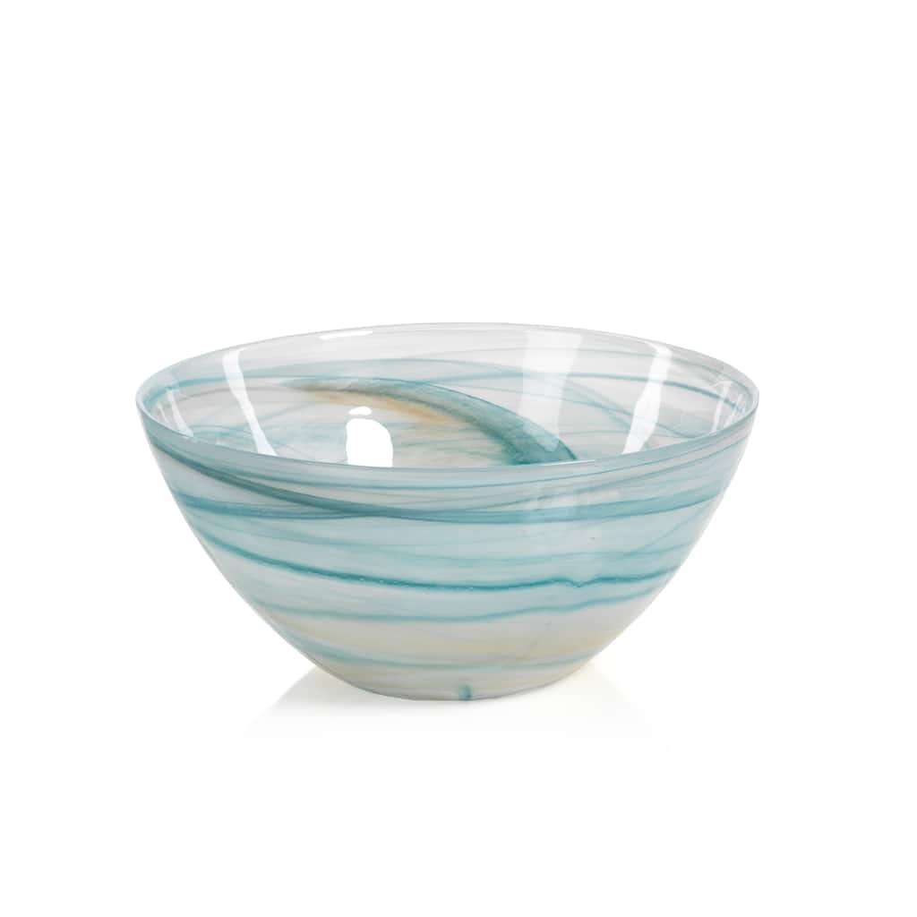 "Lagoon" 5.75" Tall Glass Bowls, Alabaster (Set of 2)