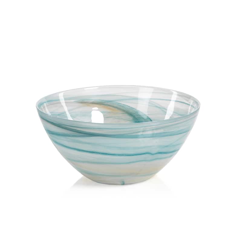 "Lagoon" 5.75" Tall Glass Bowls, Alabaster (Set of 2)
