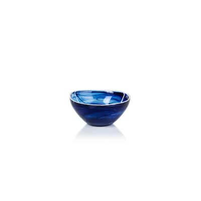 "Monte Carlo" 5.5" Diameter Small Glass Bowl, Indigo Alabaster (Set of 6)