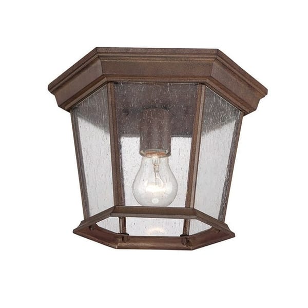 slide 1 of 1, Dover 1-Light Burled Walnut Outdoor Ceiling Mount Fixture