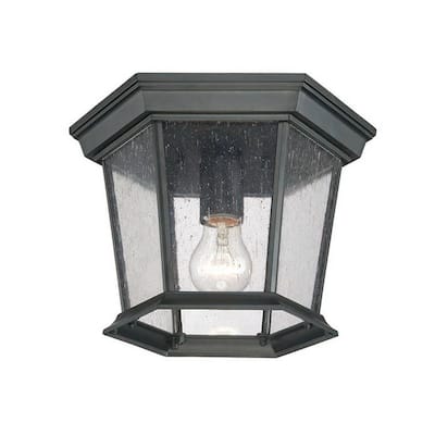 Dover 1-Light Matte Black Outdoor Ceiling Mount Fixture