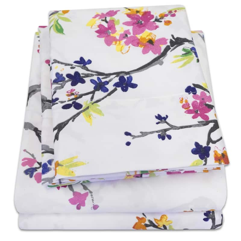 Botanical 4-Piece Patterned Deep Pocket Bed Sheet Set