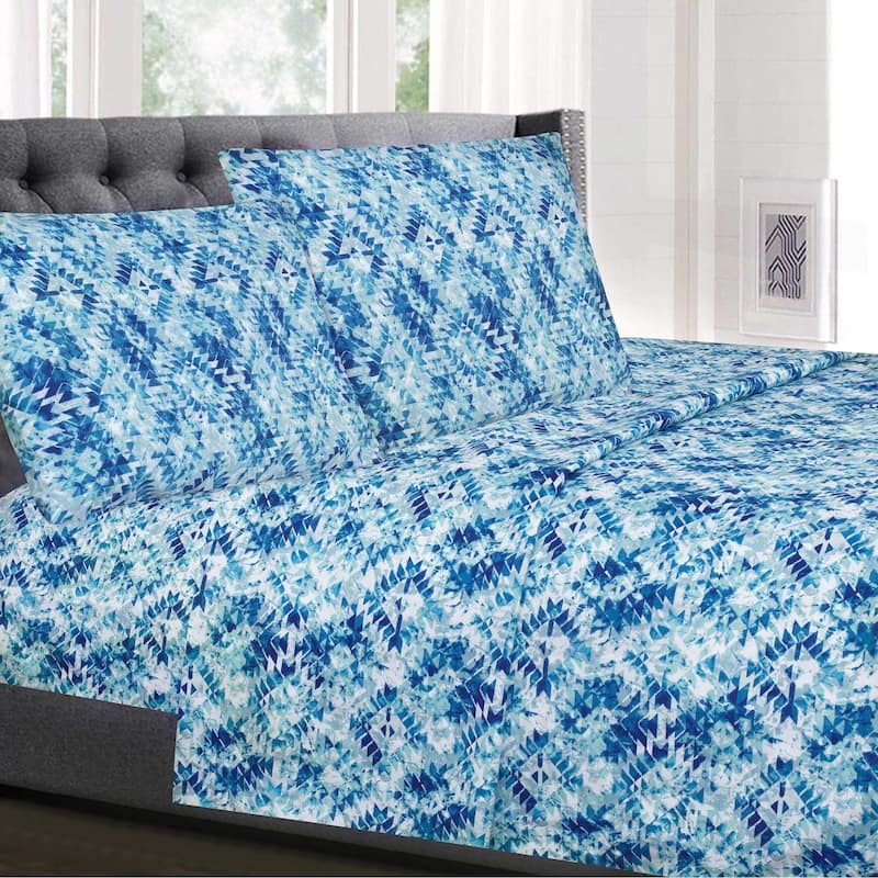 Aqualina 4-Piece Patterned Deep Pocket Bed Sheet Set